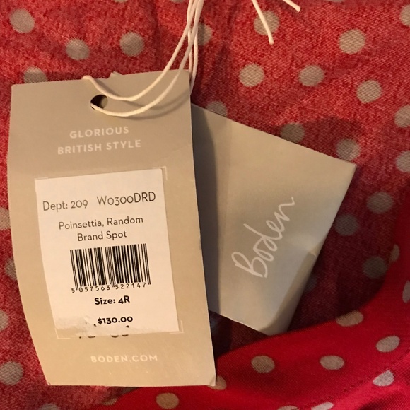 BODEN Elsie Button Spot Red Poinsettia Midi Dress - Picture 7 of 8